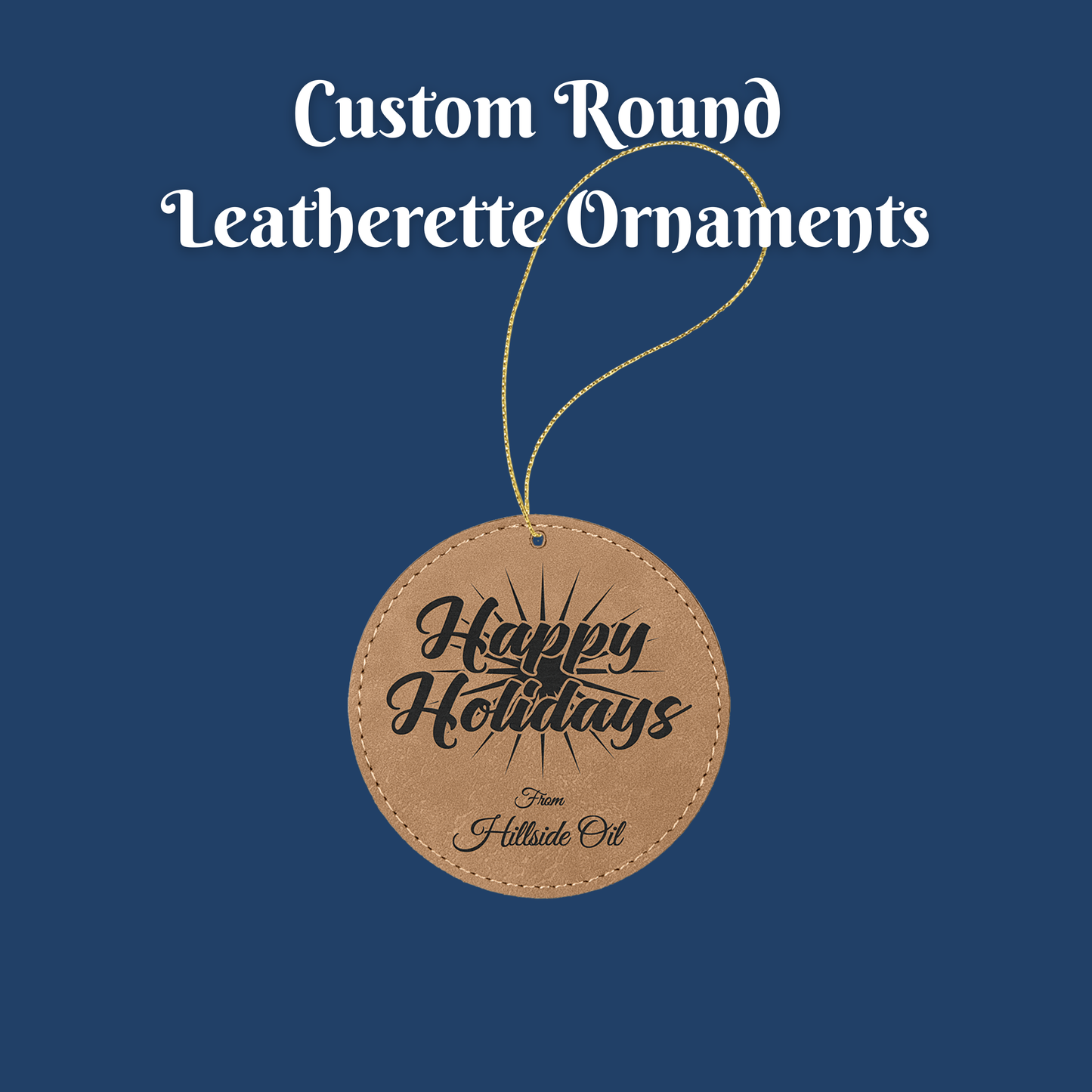 Custom Personalized Round Leatherette Ornament - Laser Engraved Christmas Decoration